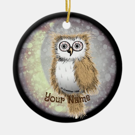 Nachtuil keramisch ornament (Voorkant)