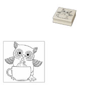 Nachtuil met Coffee Cup Rubber Stamp Rubberstempel (Gestempeld)