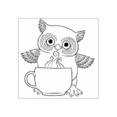 Nachtuil met Coffee Cup Rubber Stamp Rubberstempel (Afrduk)