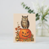 NACHTUIL OP HALLOWEEN POMPOEN EN HERFSTBLADEREN FEESTDAGENKAART (Staand voorkant)