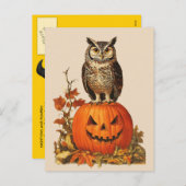 NACHTUIL OP HALLOWEEN POMPOEN EN HERFSTBLADEREN FEESTDAGENKAART (Voorkant / Achterkant)