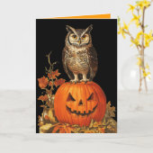 NACHTUIL OP HALLOWEEN POMPOEN EN HERFSTBLADEREN KAART (Gele Bloem)