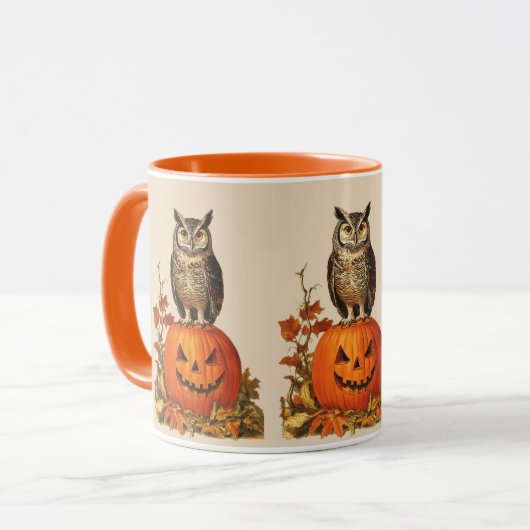 NACHTUIL OP HALLOWEEN POMPOEN EN HERFSTBLADEREN MOK (Voorkant links)