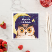 Nachtuil Paarse Sleepover Slumber Verjaardagsfeest Servetten (Insitu)