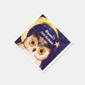 Nachtuil Paarse Sleepover Slumber Verjaardagsfeest Servetten (Hoek)