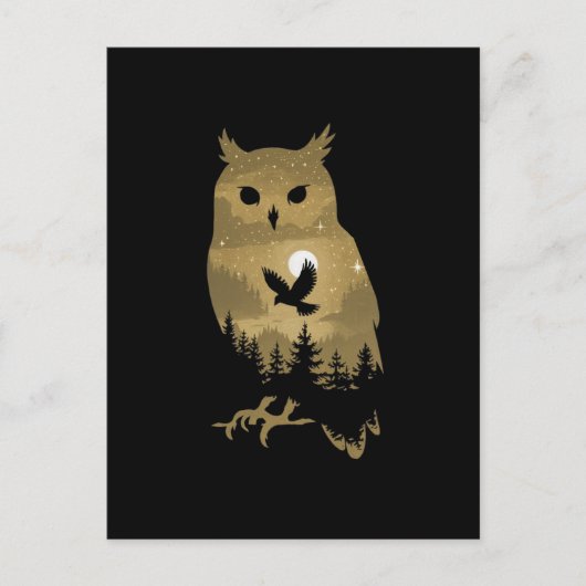nachtuil-silhouet briefkaart (Voorkant)