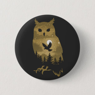 nachtuil-silhouet ronde button 5,7 cm