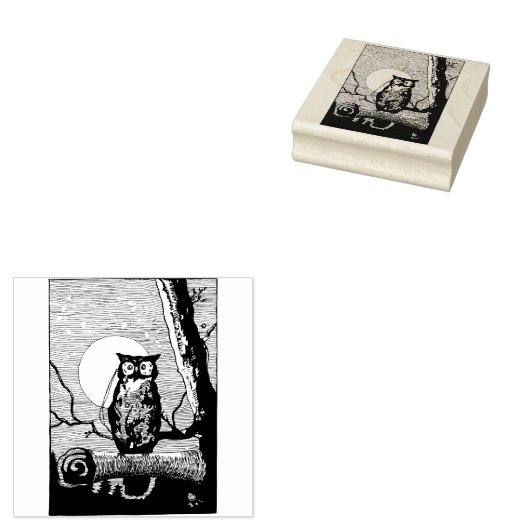 nachtuil tekening rubberstempel (Gestempeld)