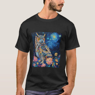 Nachtuil Van Gogh Schilderstijl Decoratiehuisdier  T-shirt