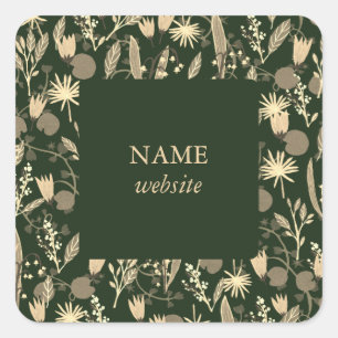 Nachtuin Botanische Bloemplanten Modern Chic  Vierkante Sticker