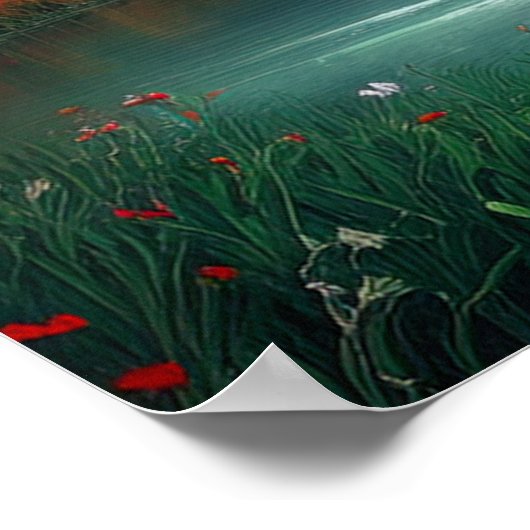 Nachtval bij het meer poster (Hoek)