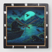 Nachtval Gevist Vierkante Klok (Voorkant)