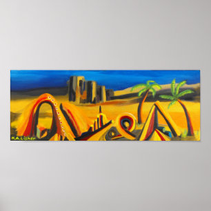 Nachtval in de woestijnkunst poster