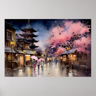 Nachtval in Gion - Art Print Collectie