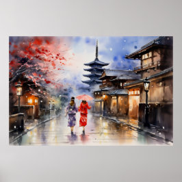 Nachtval in Gion - Art Print Collectie