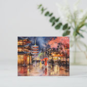 Nachtval in Gion - Art Print Collectie Briefkaart (Staand voorkant)