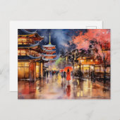 Nachtval in Gion - Art Print Collectie Briefkaart (Voorkant / Achterkant)