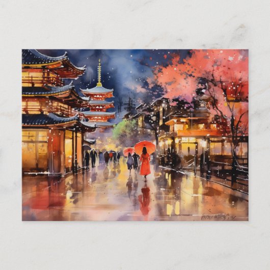 Nachtval in Gion - Art Print Collectie Briefkaart (Voorkant)