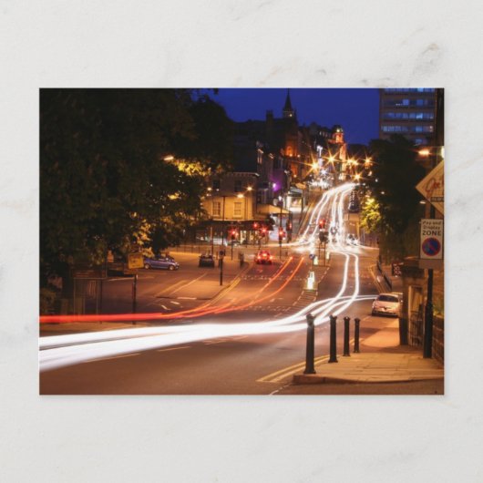 Nachtverkeer in het centrum van Harrogate Briefkaart (Voorkant)