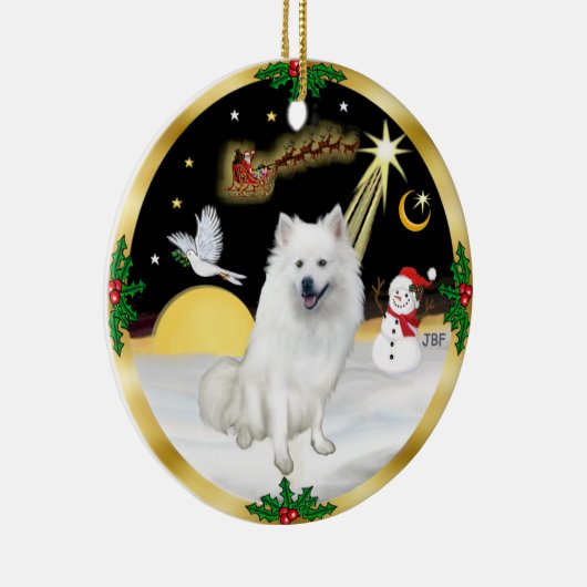 Nachtvlucht - American Eskimo Dog Keramisch Ornament (Rechts)