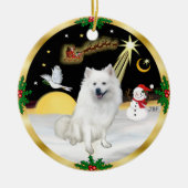 Nachtvlucht - American Eskimo Dog Keramisch Ornament (Voorkant)