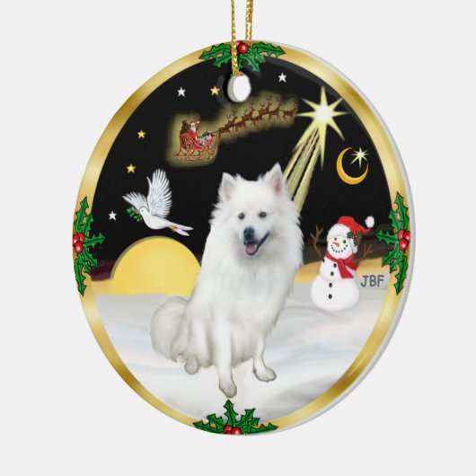 Nachtvlucht - American Eskimo Dog Keramisch Ornament (Links)