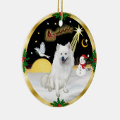 Nachtvlucht - Amerikaanse Eskimohond Keramisch Ornament (Rechts)