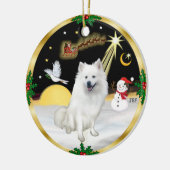 Nachtvlucht - Amerikaanse Eskimohond Keramisch Ornament (Links)