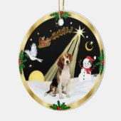 Nachtvlucht - Beagle Keramisch Ornament (Links)