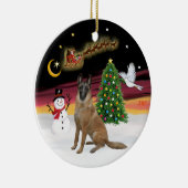 Nachtvlucht - Belgische Malinois Keramisch Ornament (Rechts)