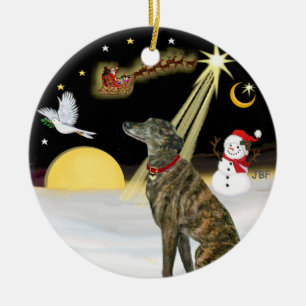 Nachtvlucht - Brindle Greyhound Keramisch Ornament