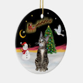 Nachtvlucht - Brown Tabby cat 2 Keramisch Ornament (Rechts)