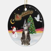 Nachtvlucht - Brown Tabby cat 2 Keramisch Ornament (Links)