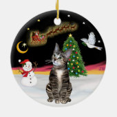Nachtvlucht - Brown Tabby cat 2 Keramisch Ornament (Achterkant)