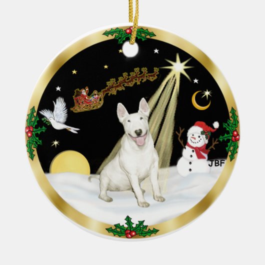 Nachtvlucht - Bull Terrier Keramisch Ornament (Voorkant)
