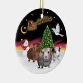 Nachtvlucht - Drie cavia's Keramisch Ornament (Rechts)