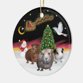 Nachtvlucht - Drie cavia's Keramisch Ornament (Links)