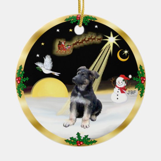 Nachtvlucht - Duitse Herder puppy Keramisch Ornament (Voorkant)
