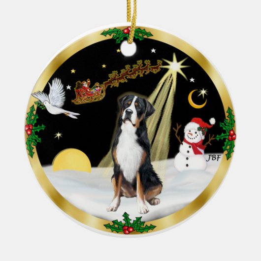 Nachtvlucht - Greater Swiss Mountain Dog Keramisch Ornament (Voorkant)