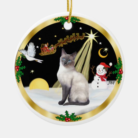 Nachtvlucht (GW) - Blue Point Siamese Keramisch Ornament (Voorkant)
