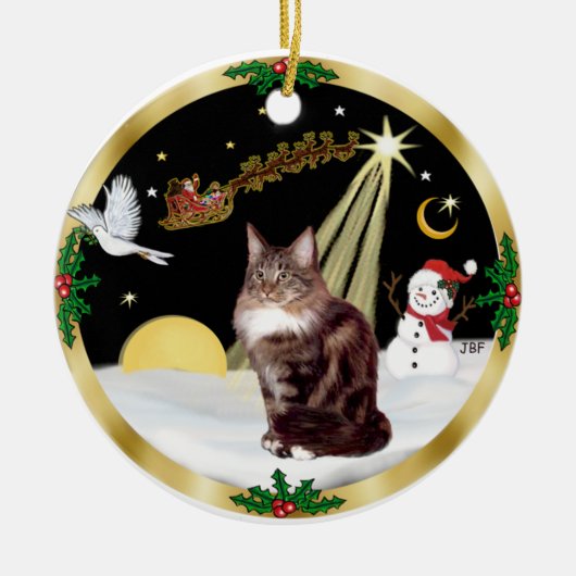 Nachtvlucht (GW) - Maine Coon cat 9 Keramisch Ornament (Voorkant)