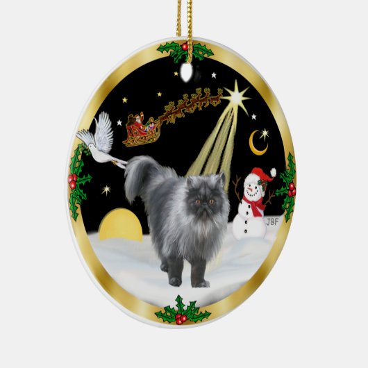 Nachtvlucht (GW) - Perzische kat (blauwe rook) Keramisch Ornament (Rechts)