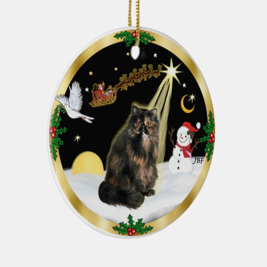 Nachtvlucht (GW) - Tortie Perzische kat Keramisch Ornament (Rechts)