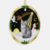 Nachtvlucht (GW) - Zilveren Tabby kat Keramisch Ornament (Rechts)