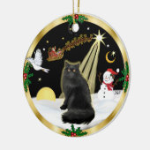 Nachtvlucht (GW) - Zwarte Perzische kat Keramisch Ornament (Links)