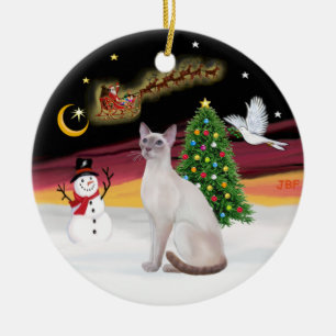 Nachtvlucht - Lila Point Siamese kat Keramisch Ornament
