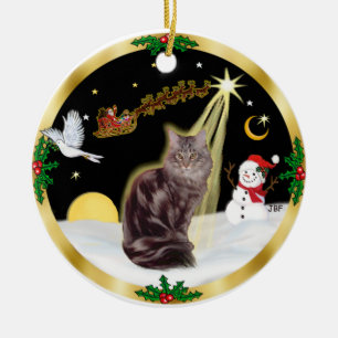Nachtvlucht - Maine Coon cat (tabby 10) Keramisch Ornament
