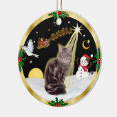 Nachtvlucht - Maine Coon kat (tabby 10) Keramisch Ornament (Links)