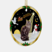 Nachtvlucht - Maine Coon kat (tabby 10) Keramisch Ornament (Rechts)