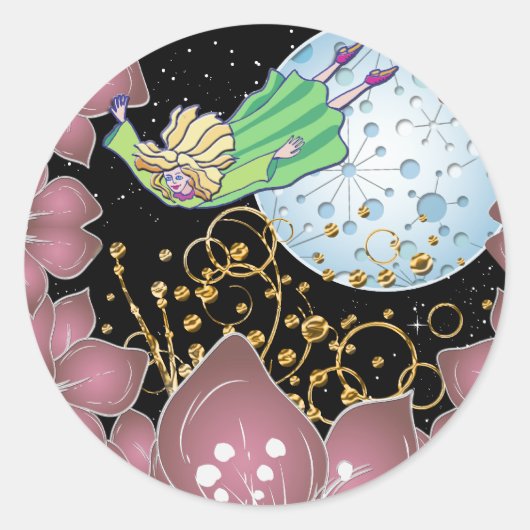 Nachtvlucht Ronde Sticker (Voorkant)